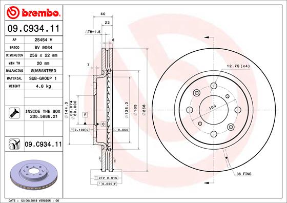 Brembo Remschijven 09.C934.11