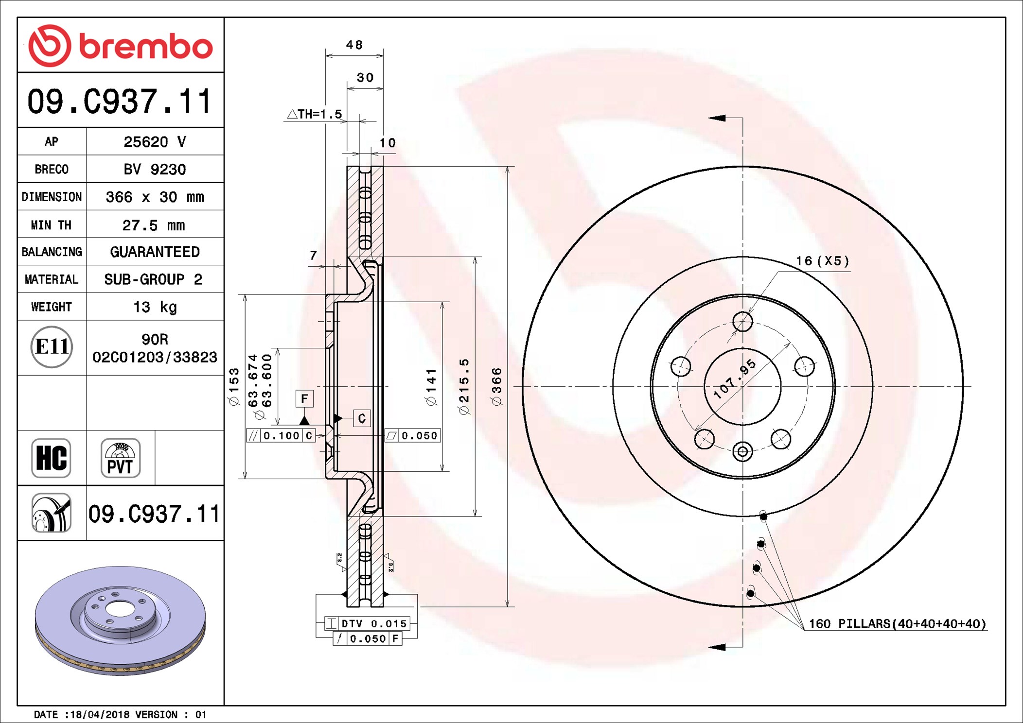 Brembo Remschijven 09.C937.11