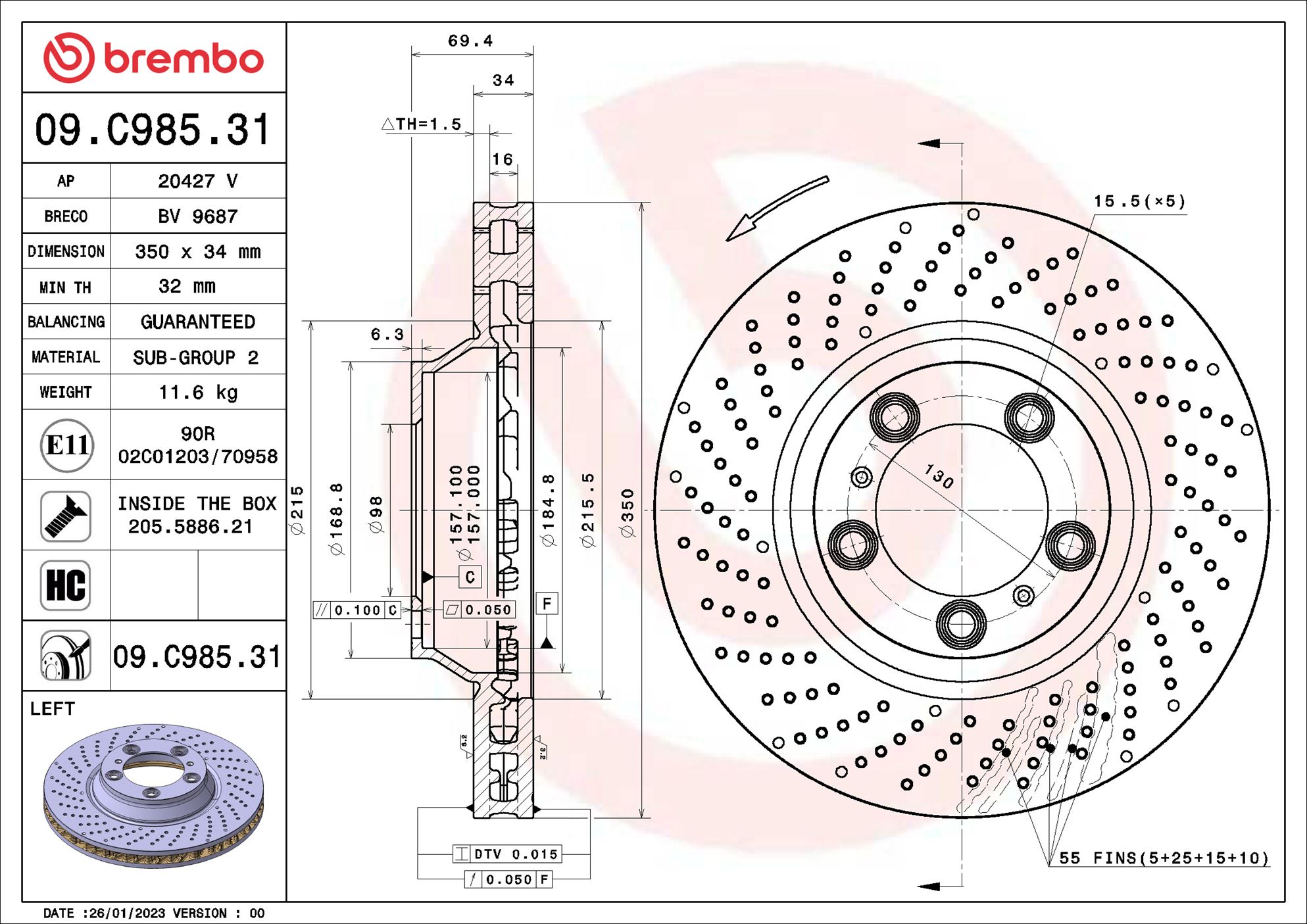 Brembo Remschijven 09.C985.31
