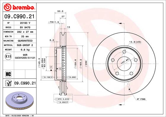 Brembo Remschijven 09.C990.21