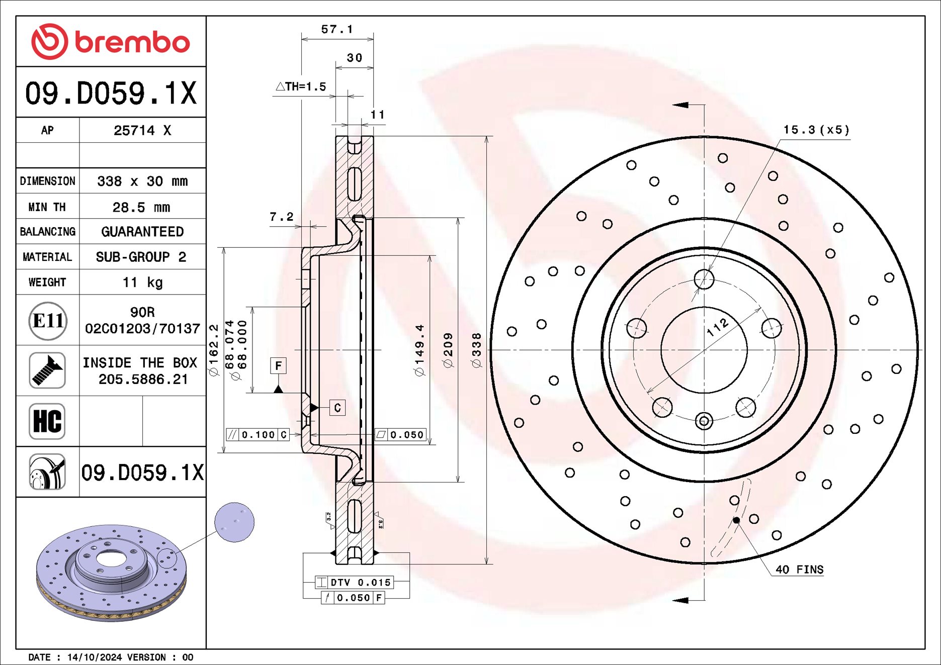 Remschijf Brembo 09.D059.1X