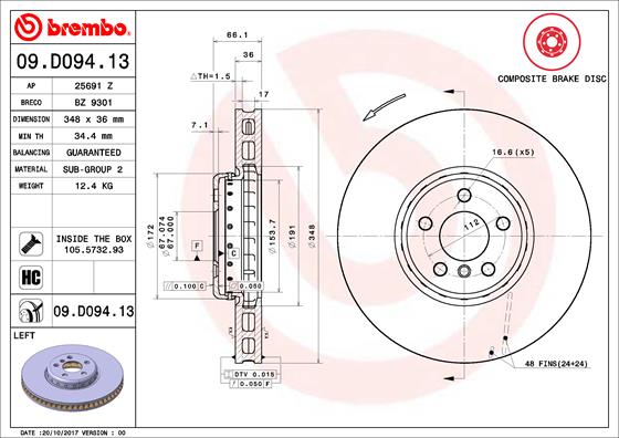 Brembo Remschijven 09.D094.13