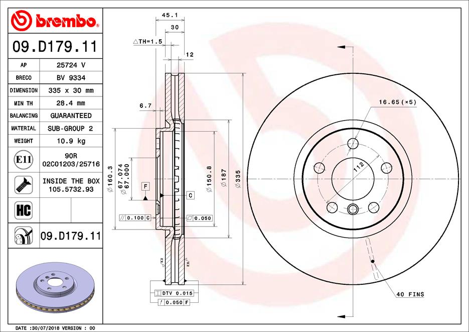 Brembo Remschijven 09.D179.11
