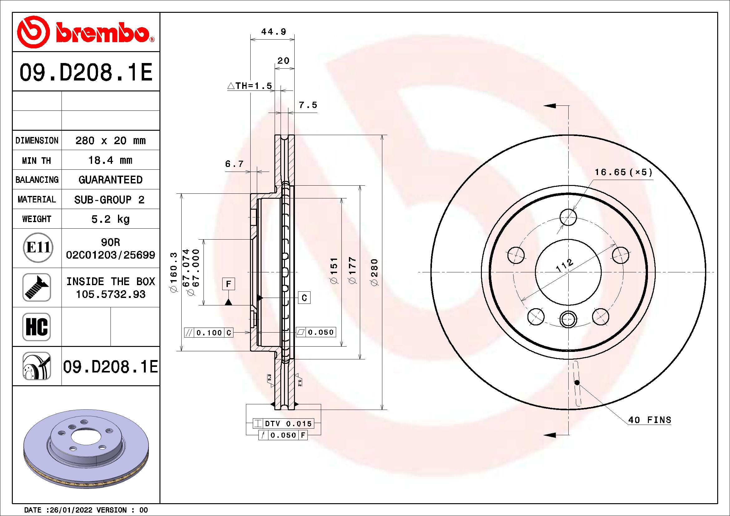 Brembo Remschijven KT 08 011