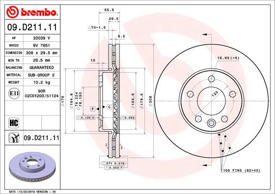 Remschijven Brembo 09.D211.11