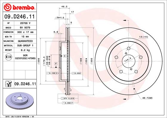 Brembo Remschijven 09.D246.11