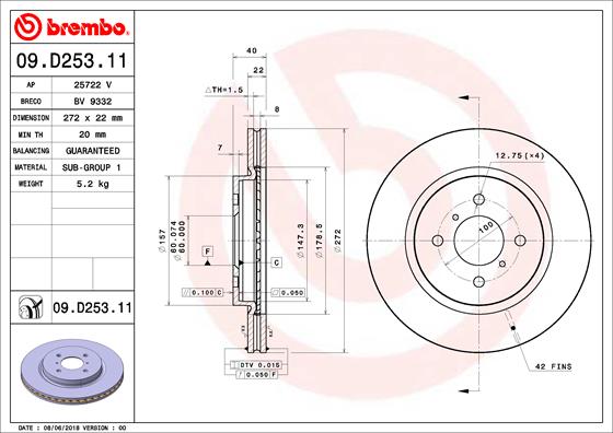 Brembo Remschijven 09.D253.11