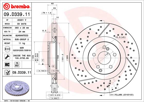 Brembo Remschijven 09.D339.11