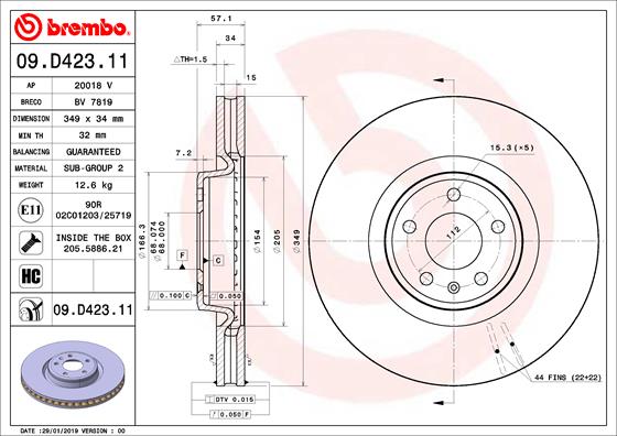 Brembo Remschijven 09.D423.11