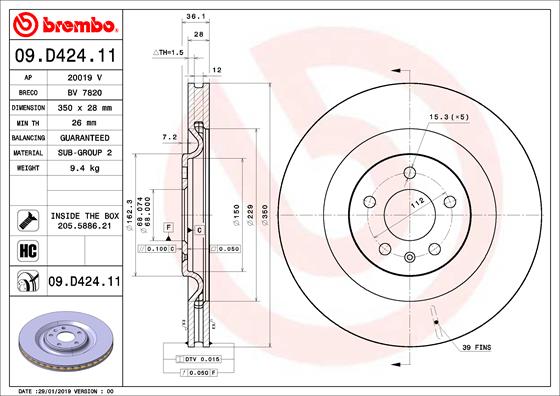 Brembo Remschijven 09.D424.11