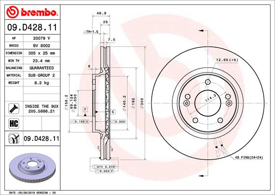 Brembo Remschijven 09.D428.11