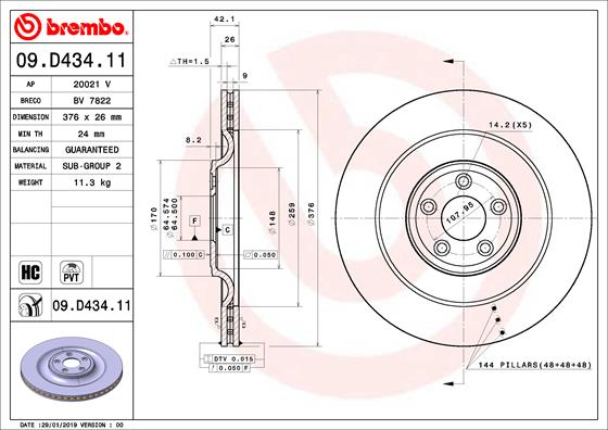 Brembo Remschijven 09.D434.11