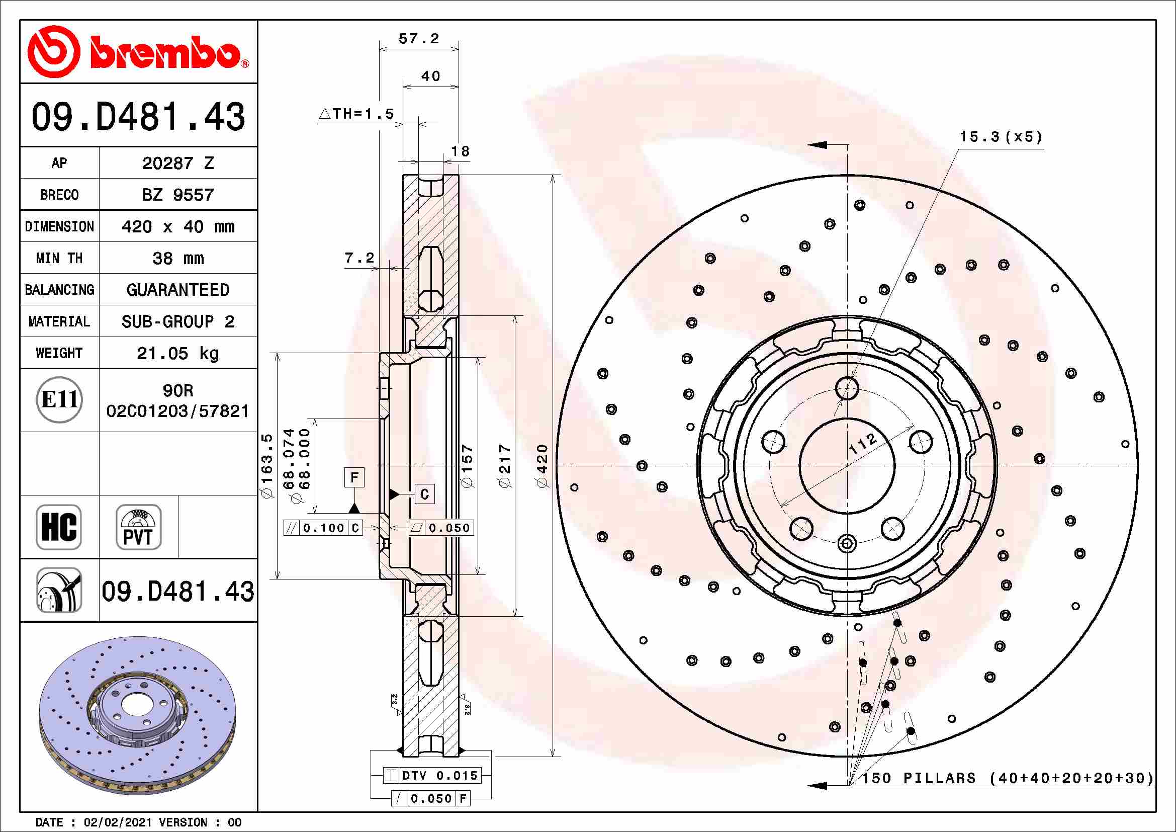 Remschijven Brembo 09.D481.43