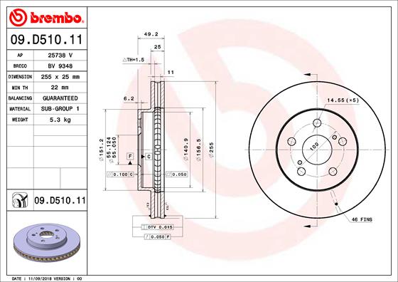 Brembo Remschijven 09.D510.11