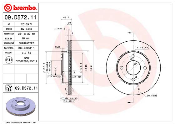 Brembo Remschijven 09.D572.11