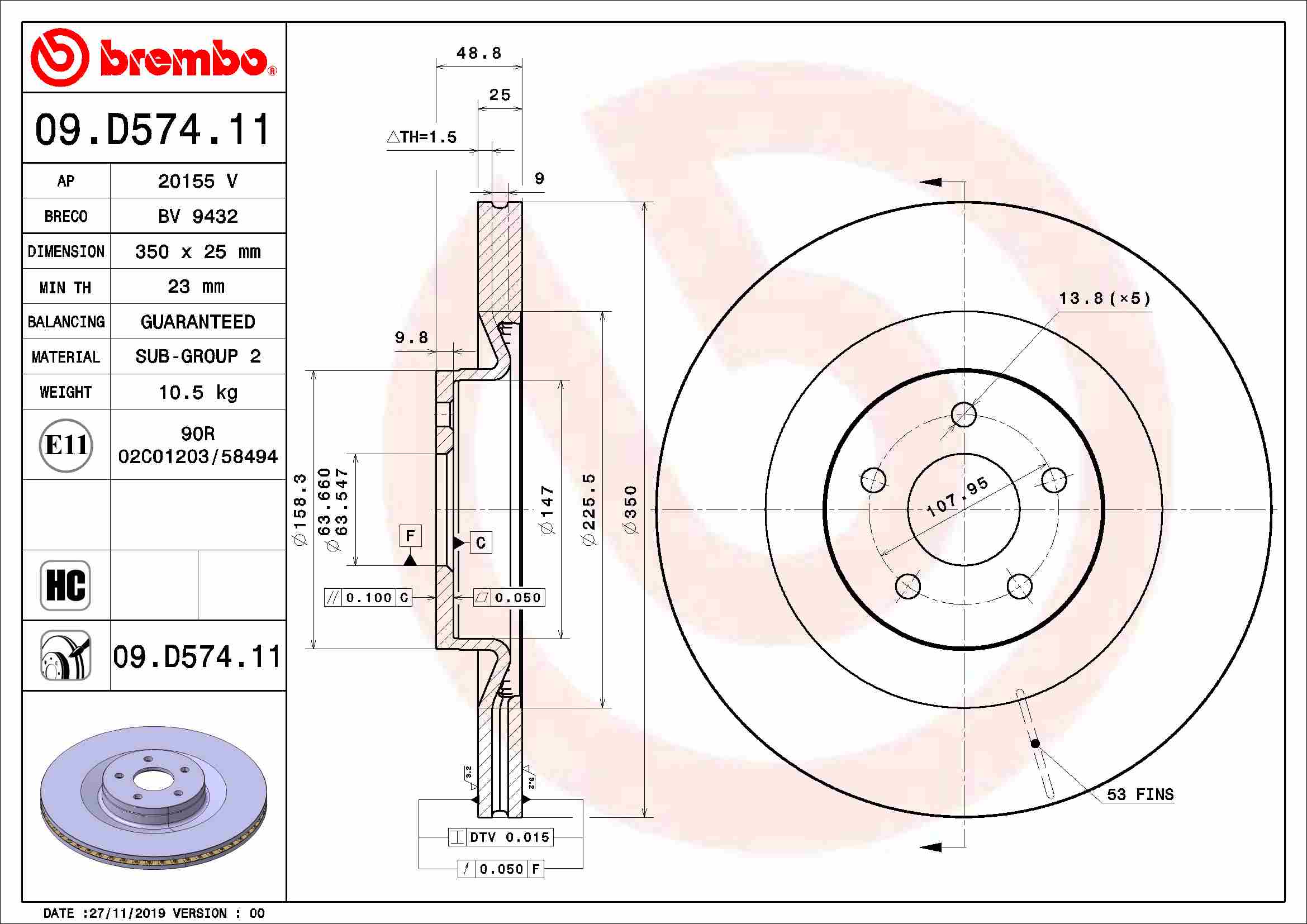 Remschijven Brembo 09.D574.11
