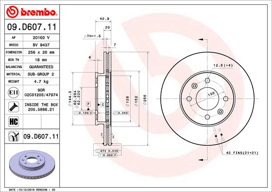 Remschijven Brembo 09.D607.11