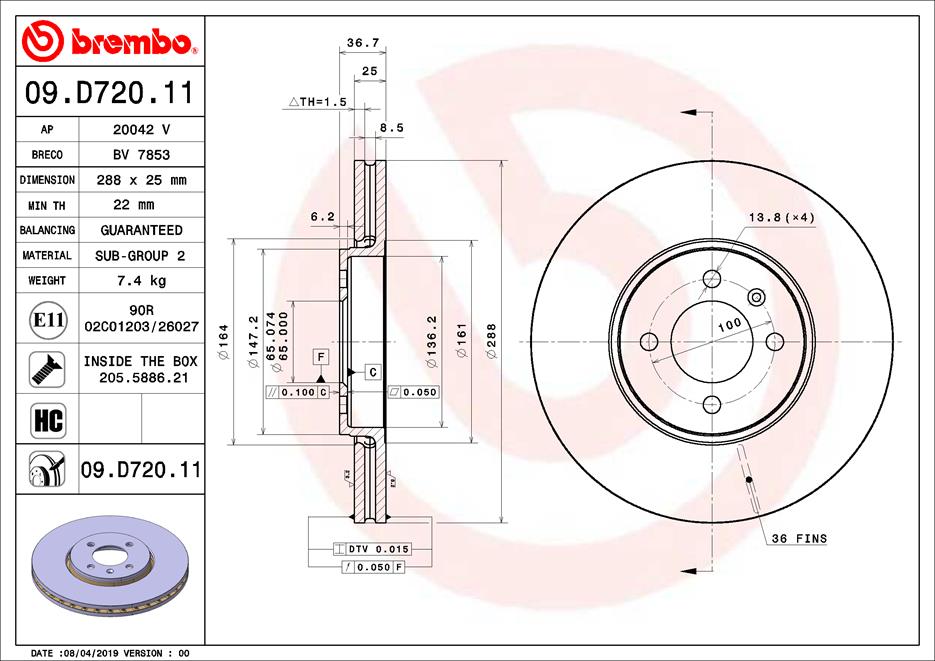 Brembo Remschijven 09.D720.11