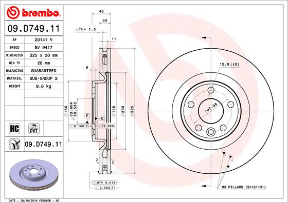 Brembo Remschijven 09.D749.11