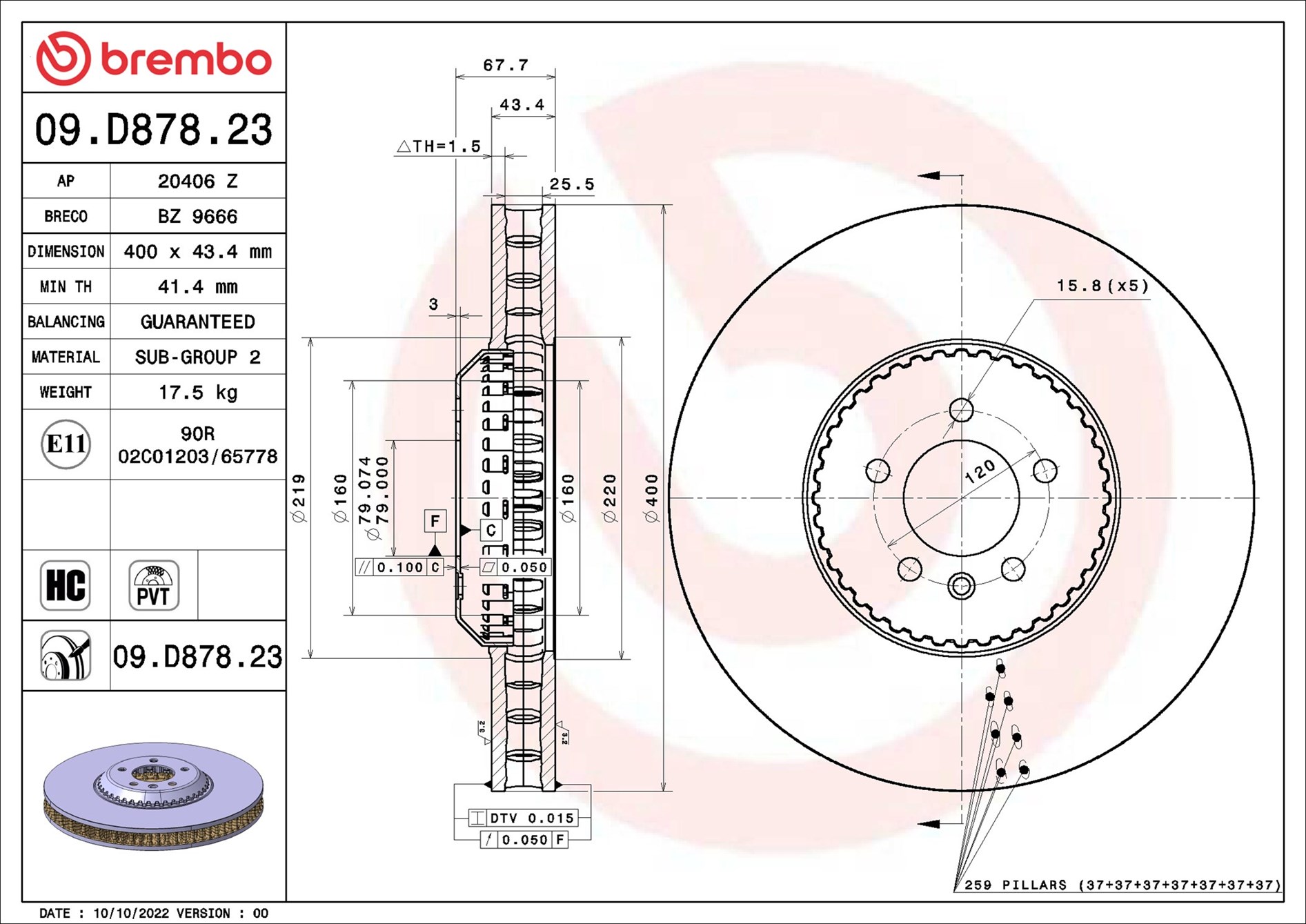 Brembo Remschijven 09.D878.23
