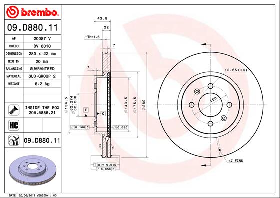 Remschijven Brembo 09.D880.11