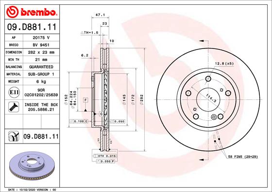 Brembo Remschijven 09.D881.11