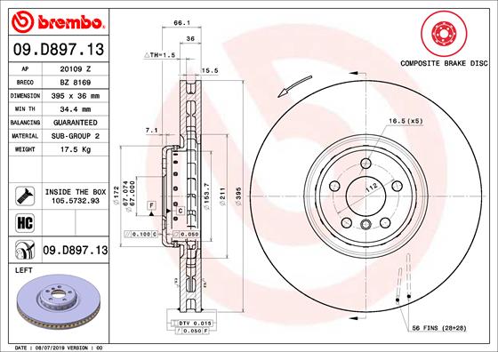 Brembo Remschijven 09.D897.13