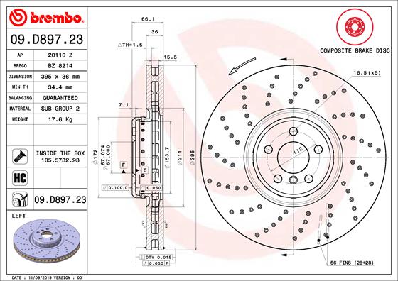 Brembo Remschijven 09.D897.23