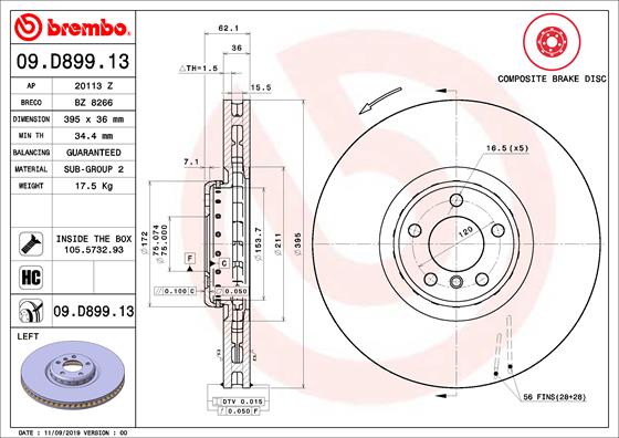 Brembo Remschijven 09.D899.13