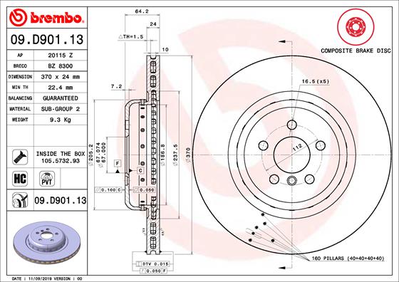 Brembo Remschijven 09.D901.13