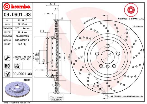 Brembo Remschijven 09.D901.33