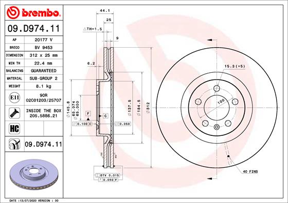 Remschijven Brembo 09.D974.11