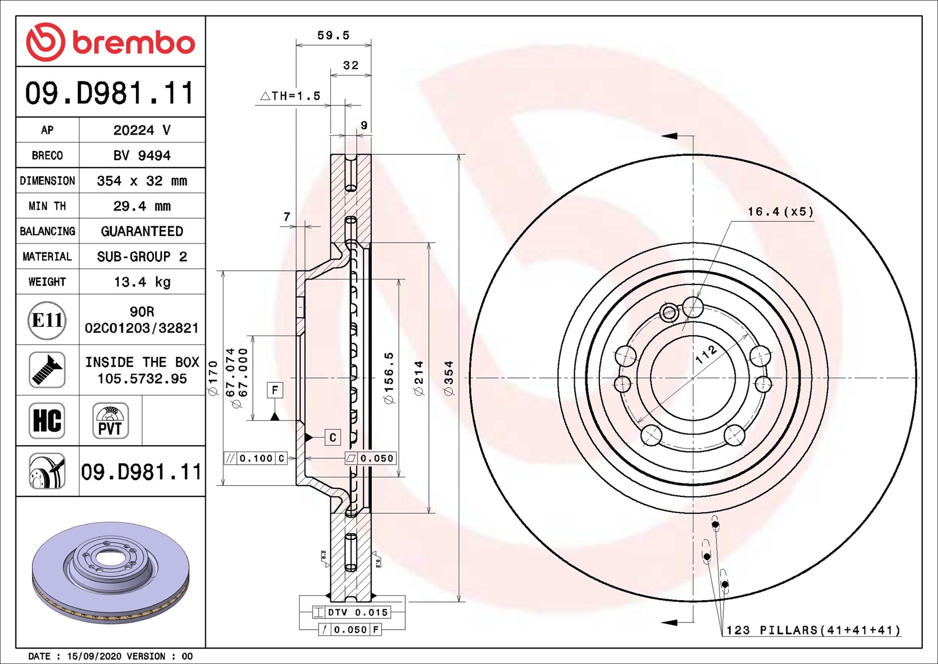 Brembo Remschijven 09.D981.11