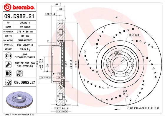 Remschijven Brembo 09.D982.21