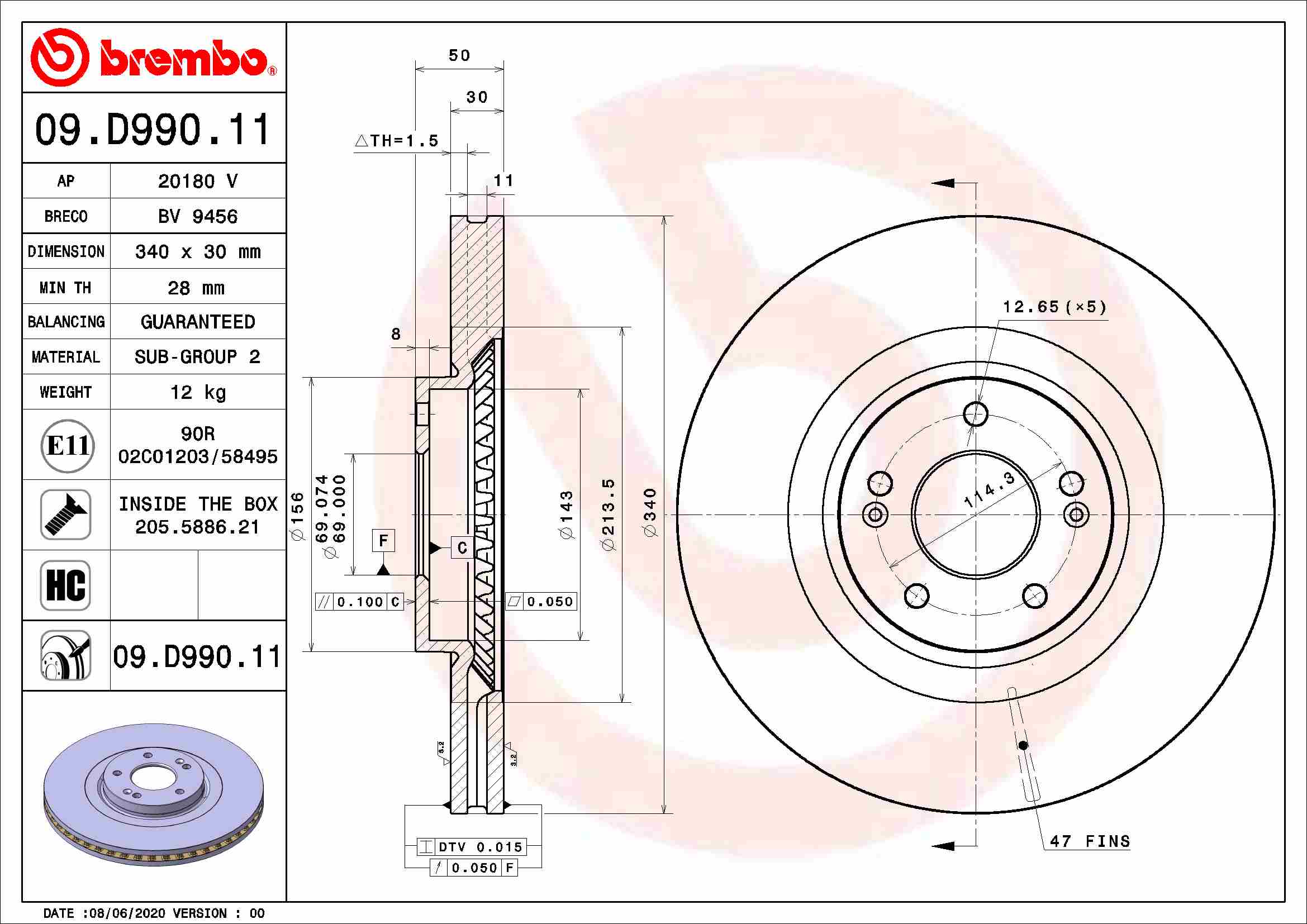 Brembo Remschijven 09.D990.11