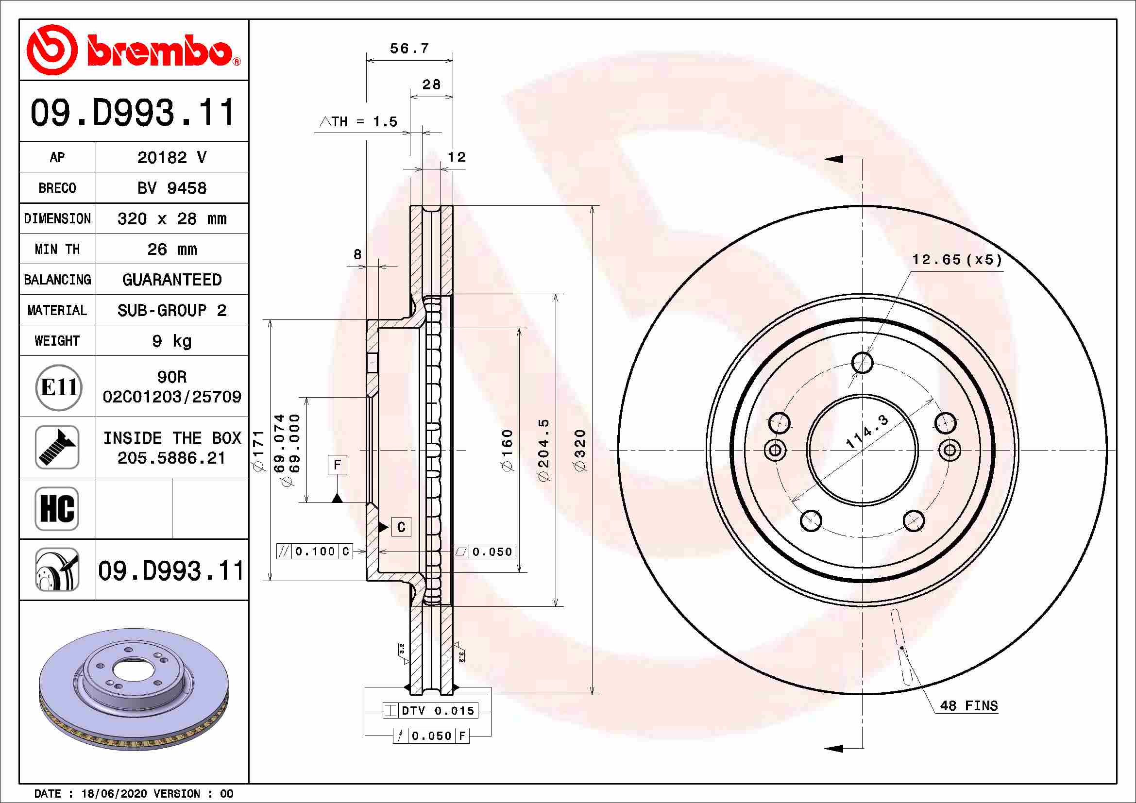 Brembo Remschijven 09.D993.11