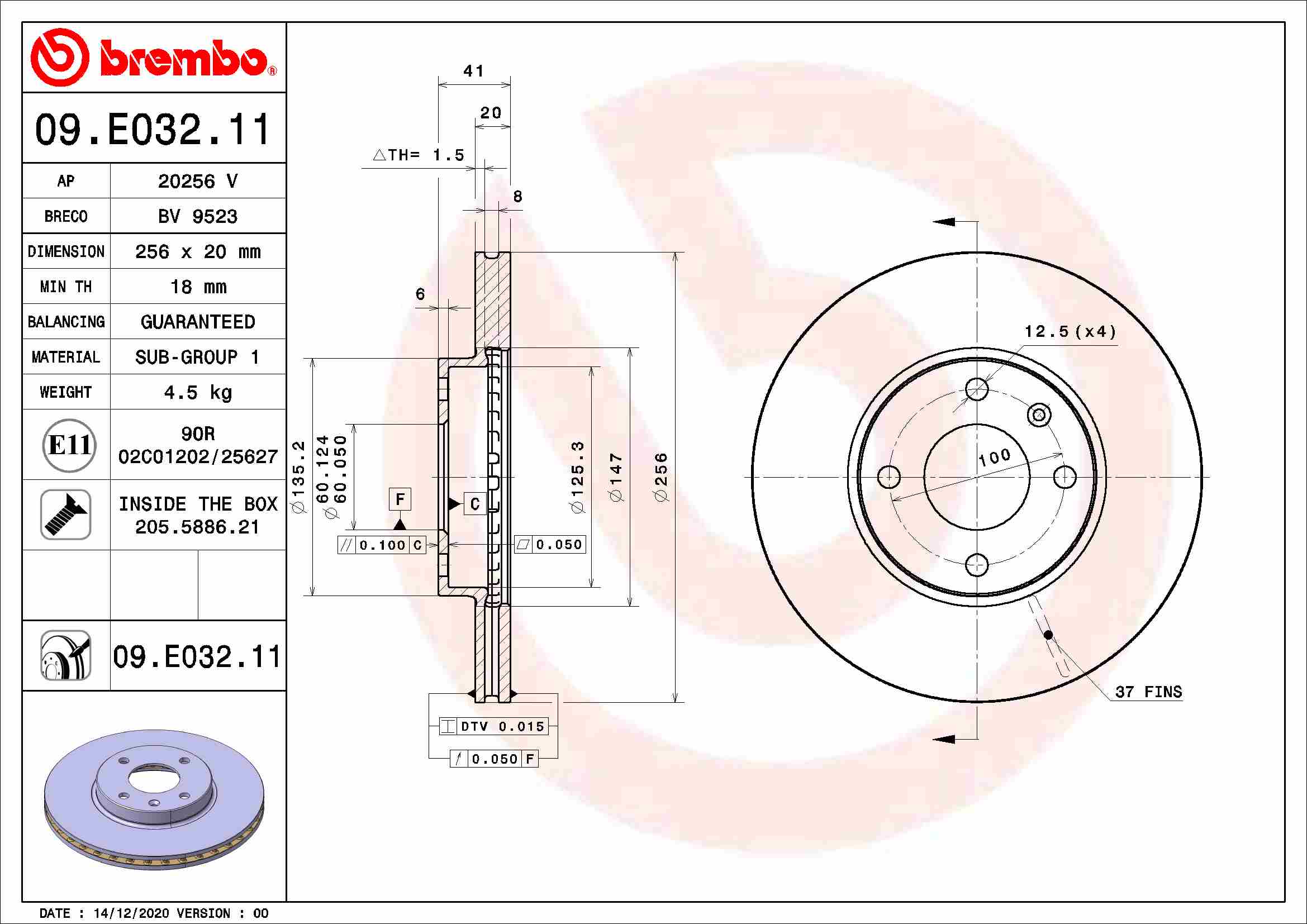 Brembo Remschijven 09.E032.11