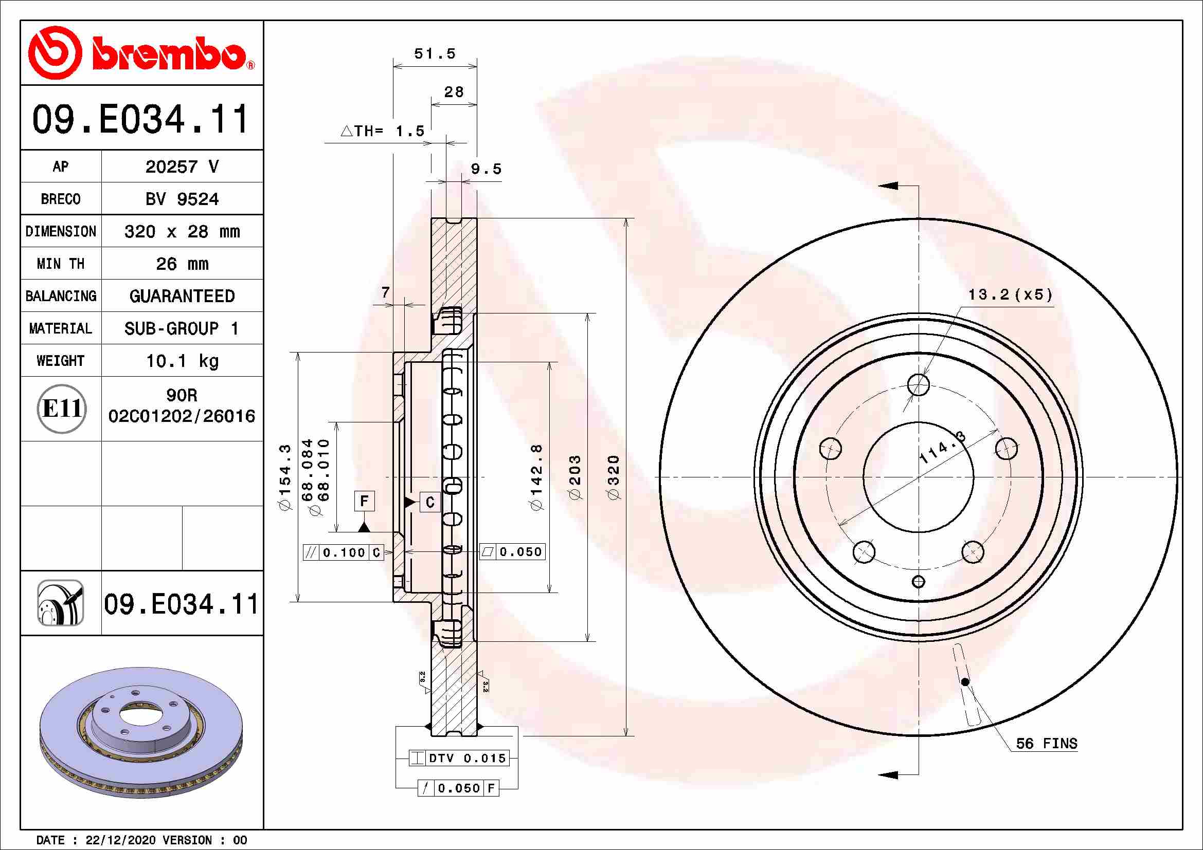 Brembo Remschijven 09.E034.11