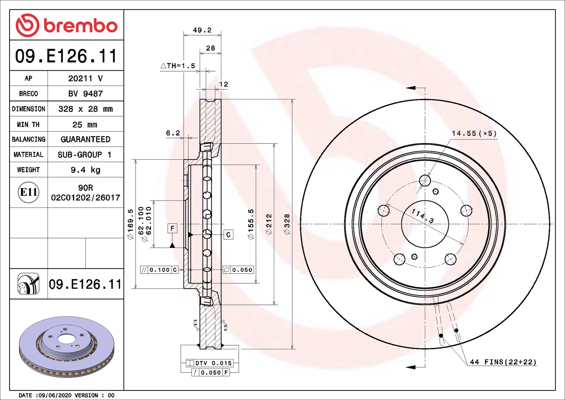 Brembo Remschijven 09.E126.11