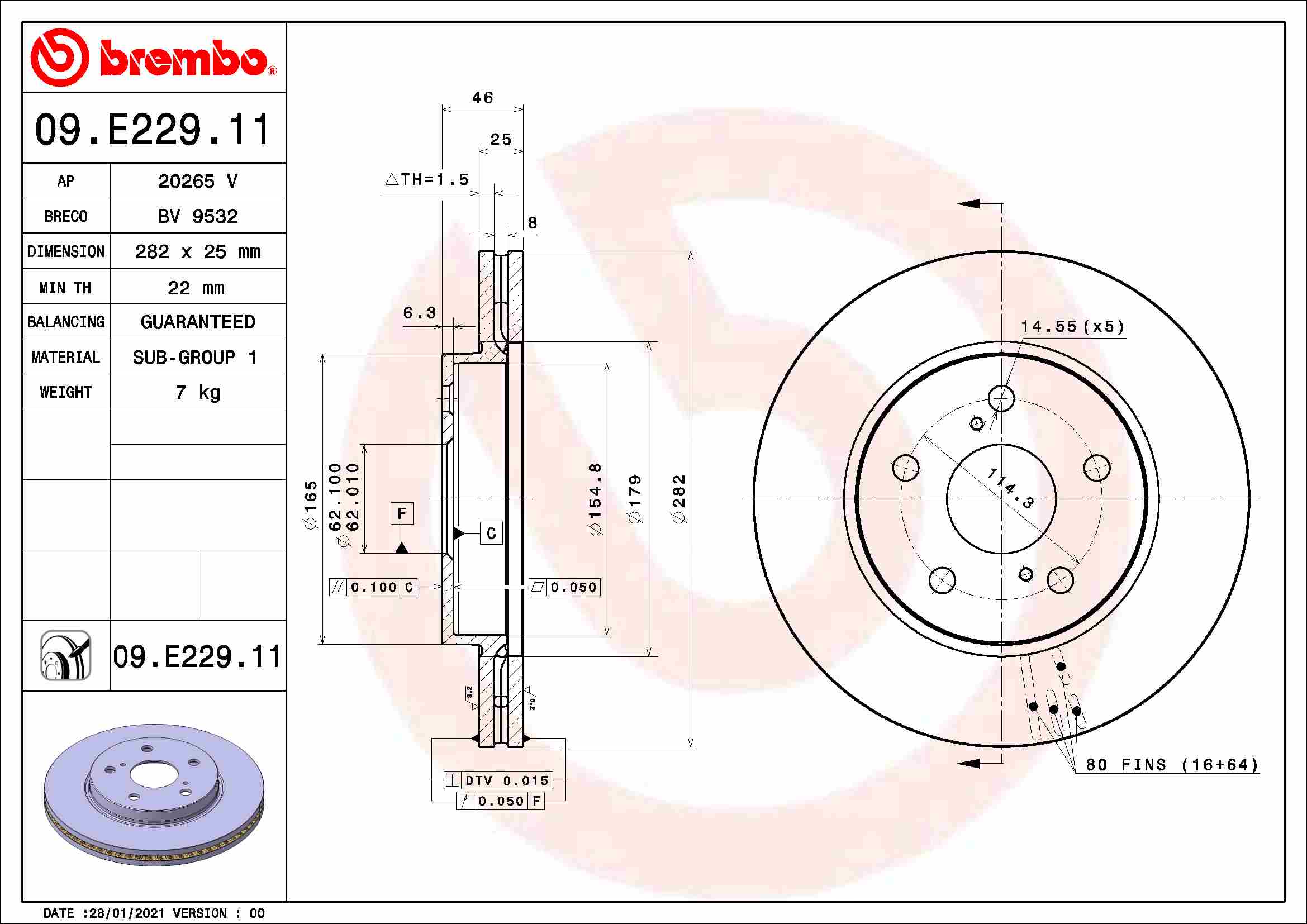 Brembo Remschijven 09.E229.11