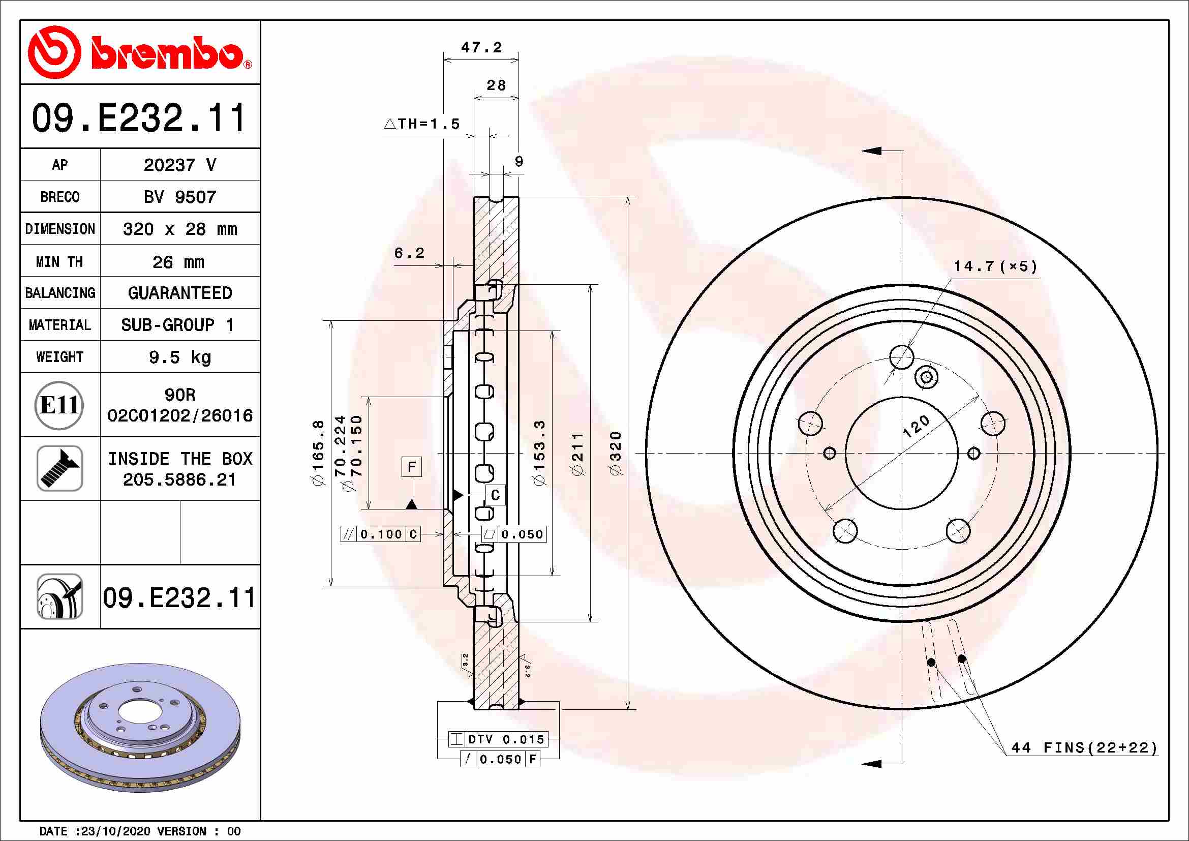 Remschijven Brembo 09.E232.11