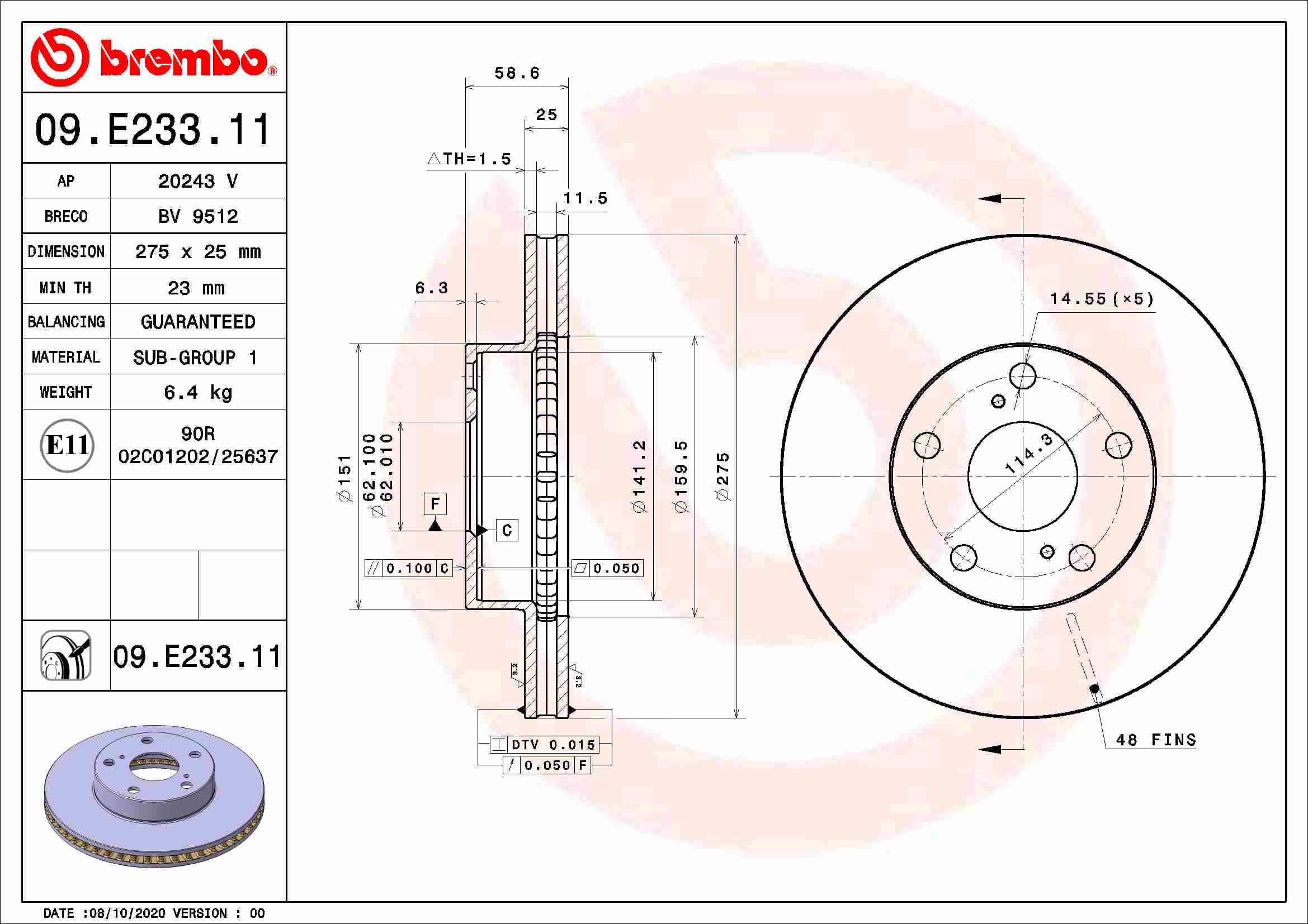 Remschijven Brembo 09.E233.11