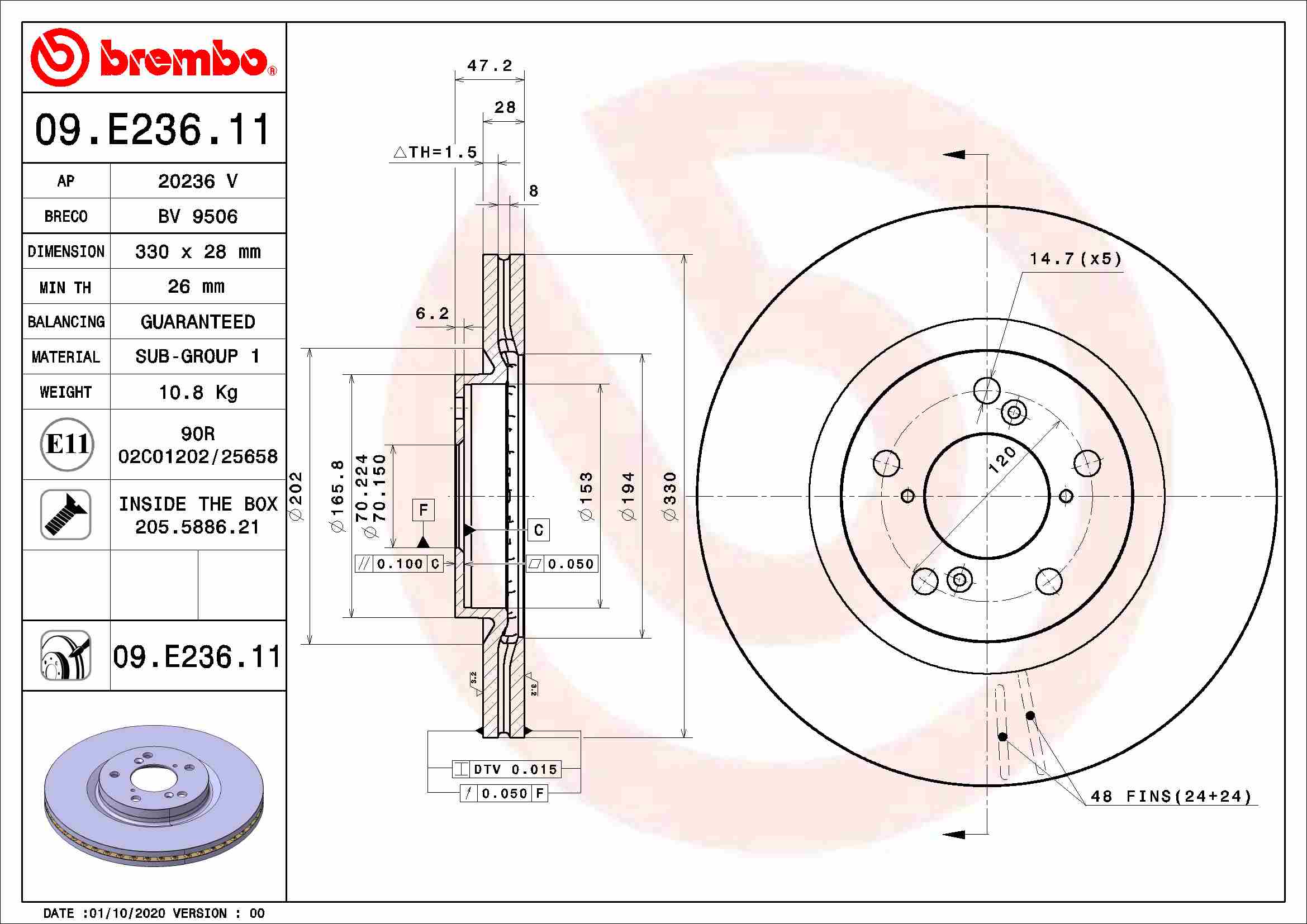 Remschijven Brembo 09.E236.11