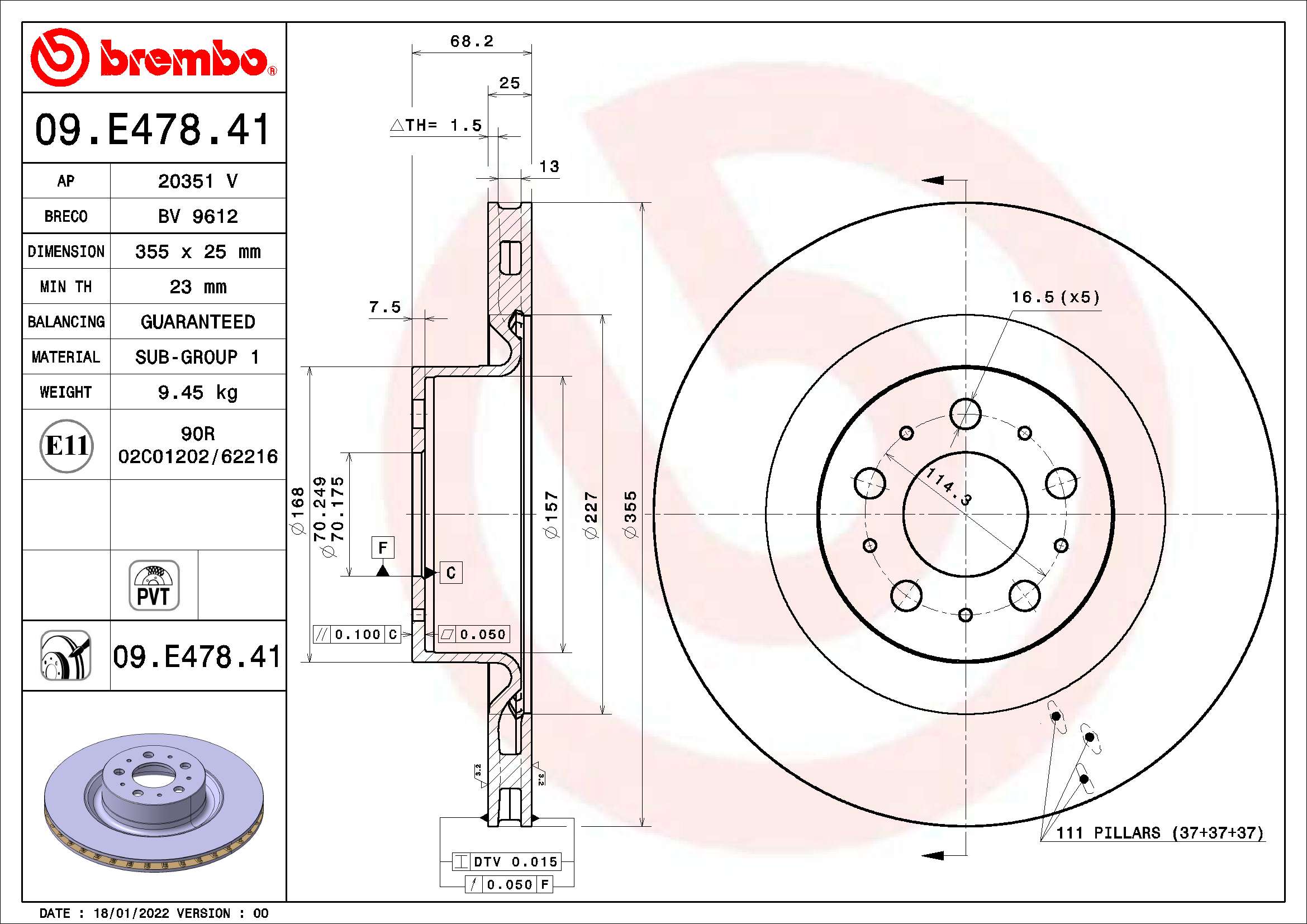 Remschijven Brembo 09.E478.41