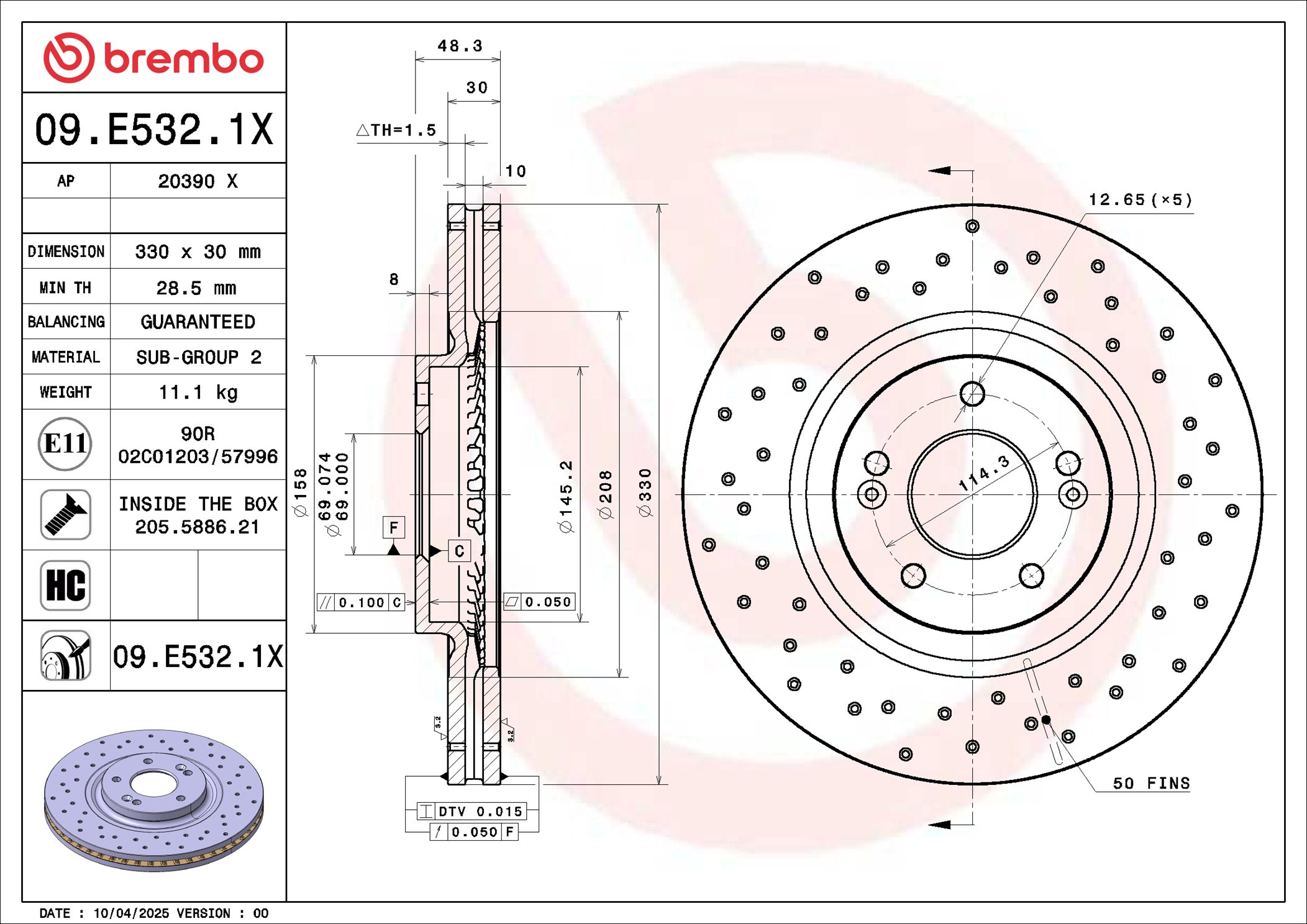 Remschijf Brembo 09.E532.1X