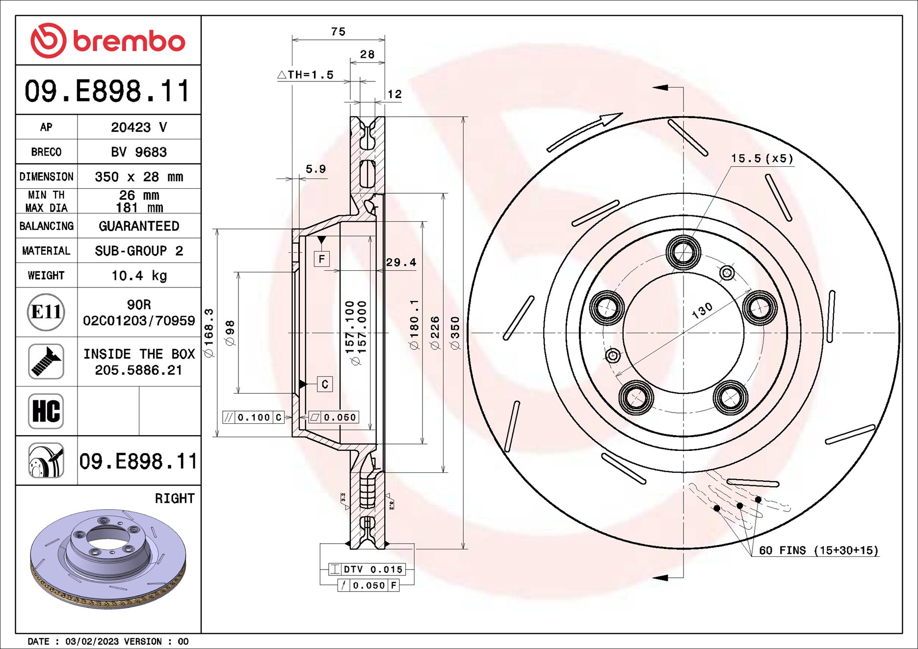 Brembo Remschijven 09.E898.11