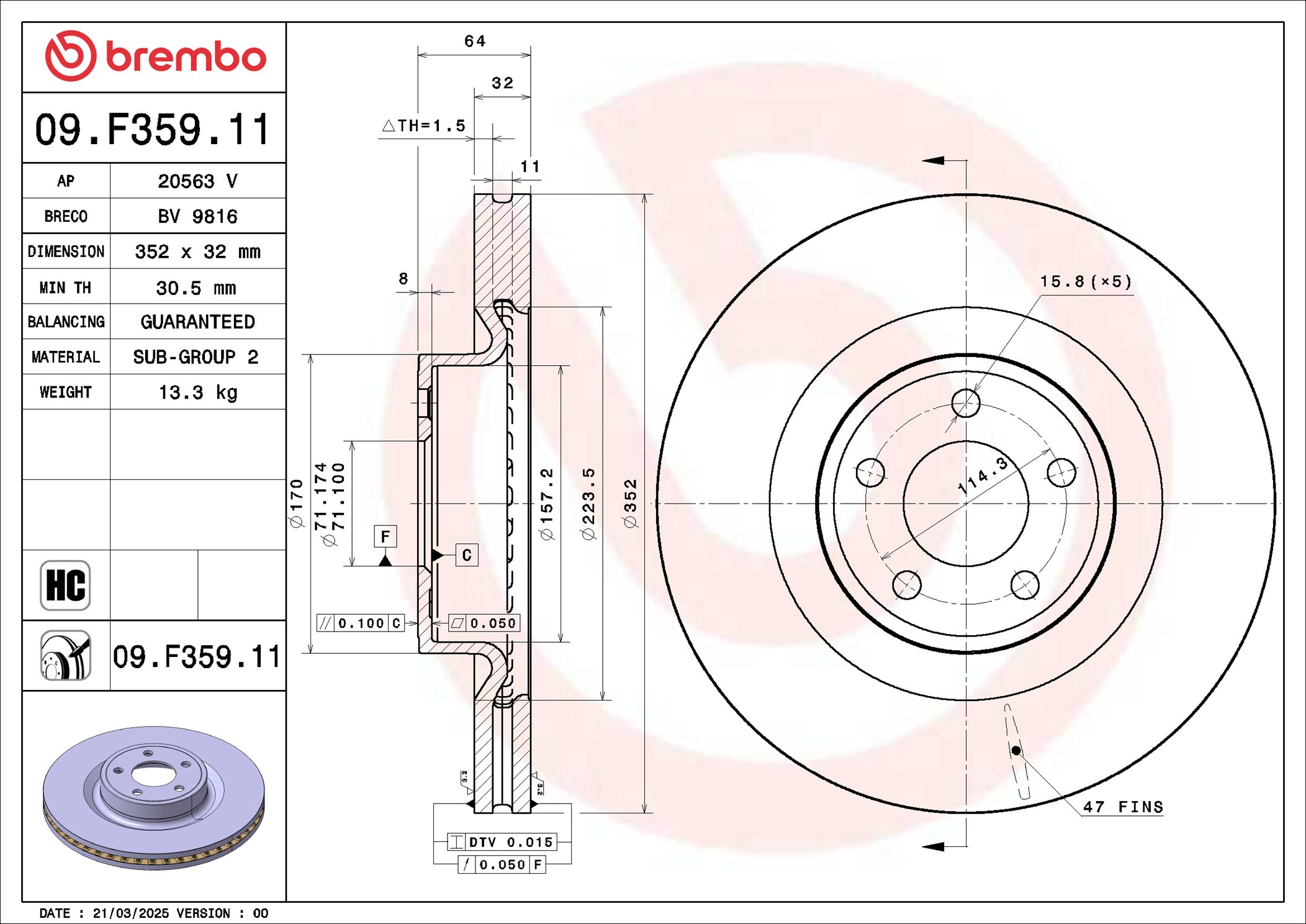 Remschijf Brembo 09.F359.11