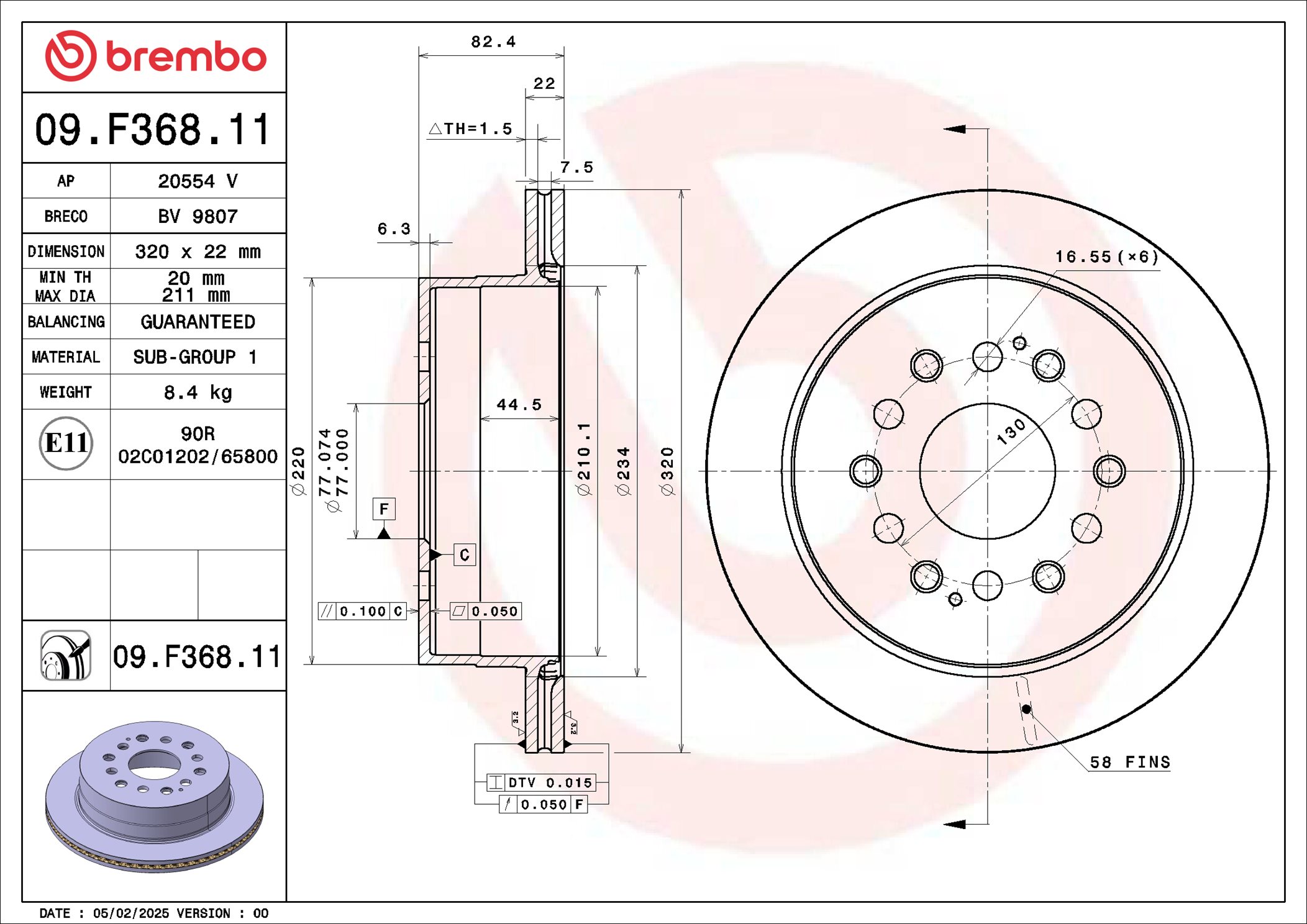 Remschijf Brembo 09.F368.11