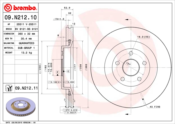 Brembo Remschijven 09.N212.11