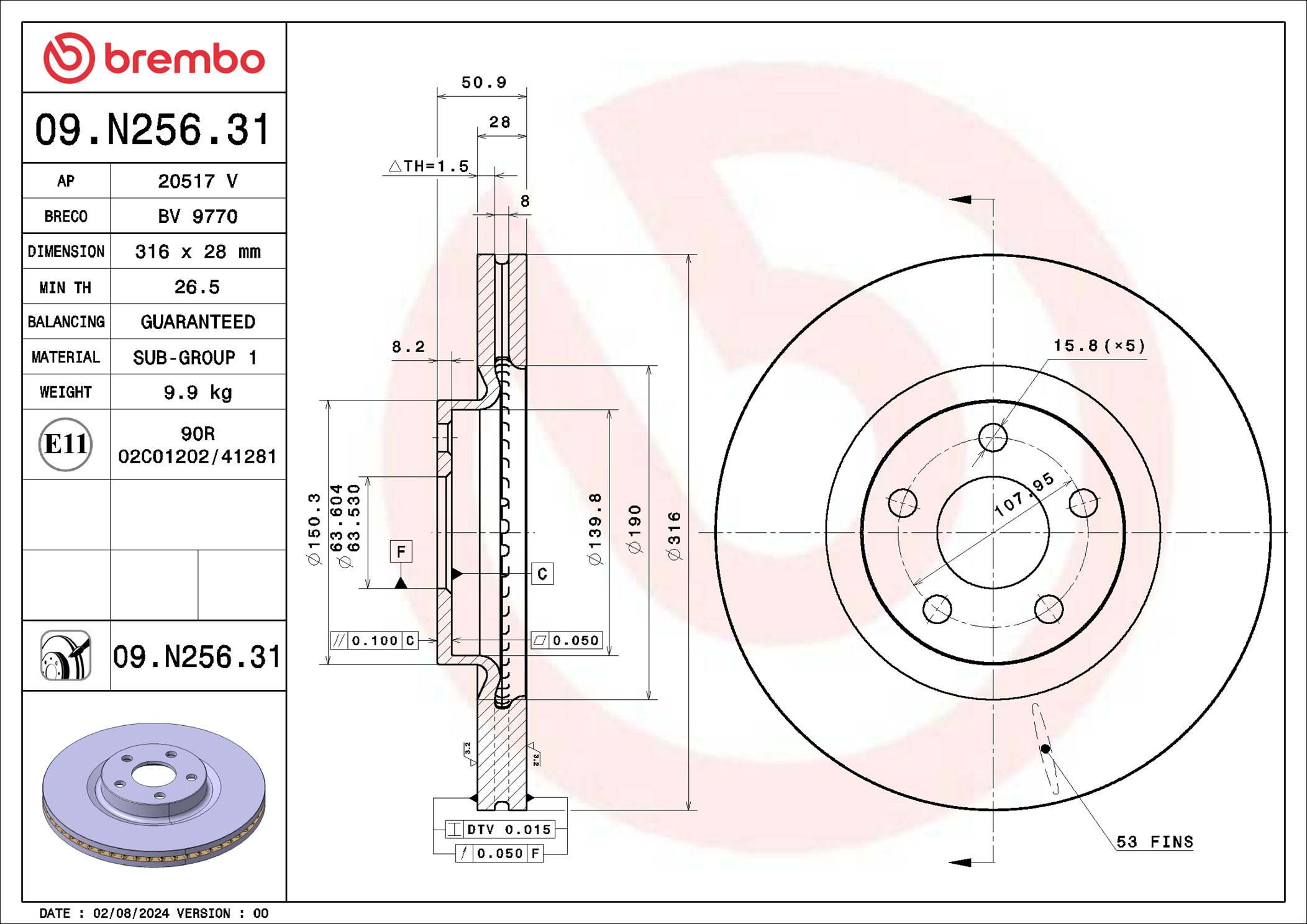 Brembo Remschijf 09.N256.31